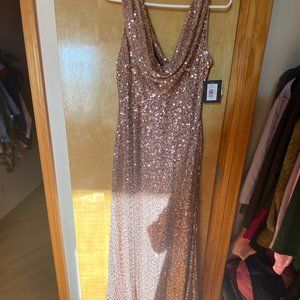 Brand New Marina Rose Gold Sequined Gown